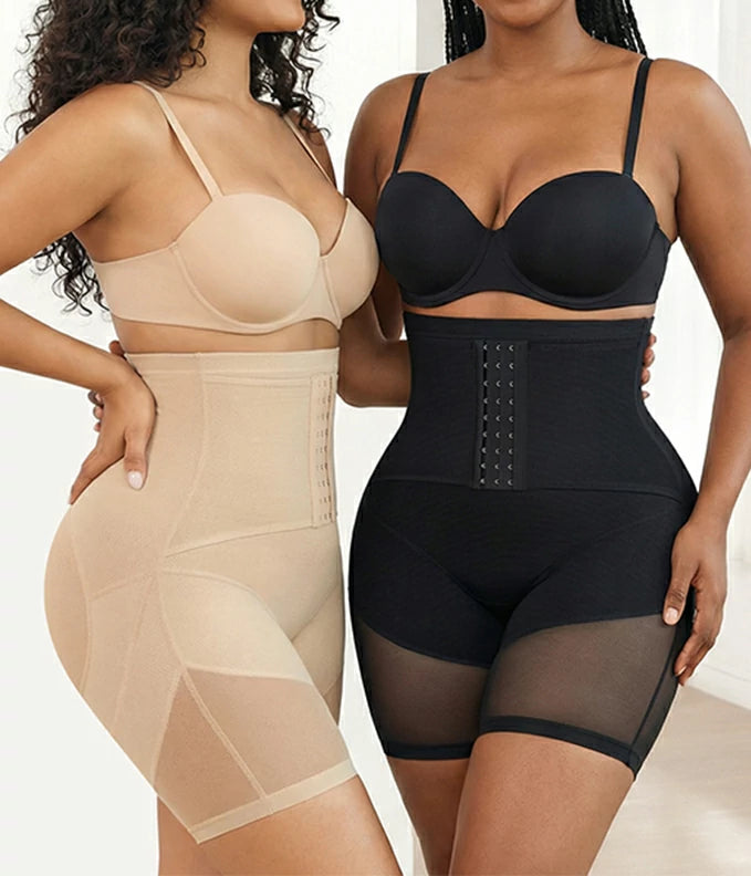 Women's High Waist Hook Closure Anti-Chafe Faja Shorts Tummy Control