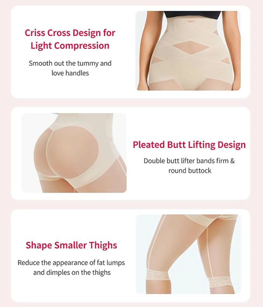 Women's High Waist Criss-Cross Capri Pants Tummy Control Butt Lift