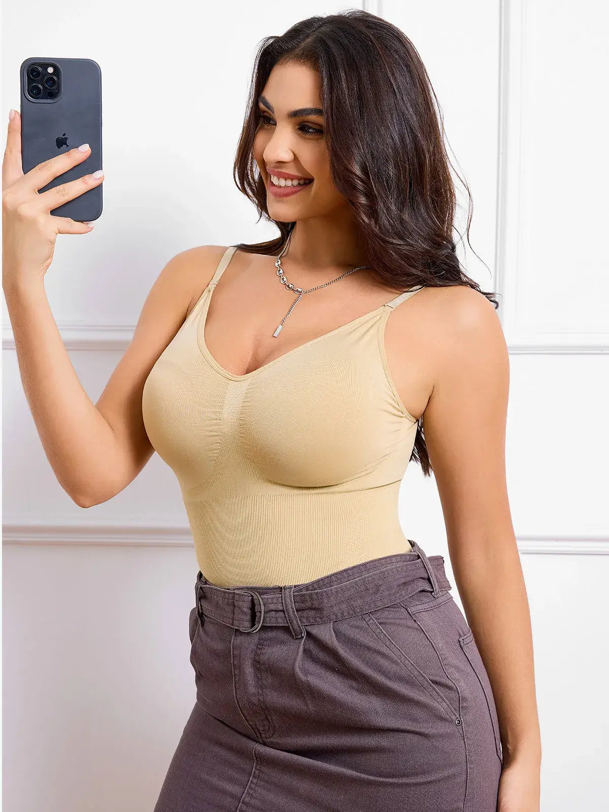 Women's Seamless V-Neck Sleeveless Bodysuit Tummy Control