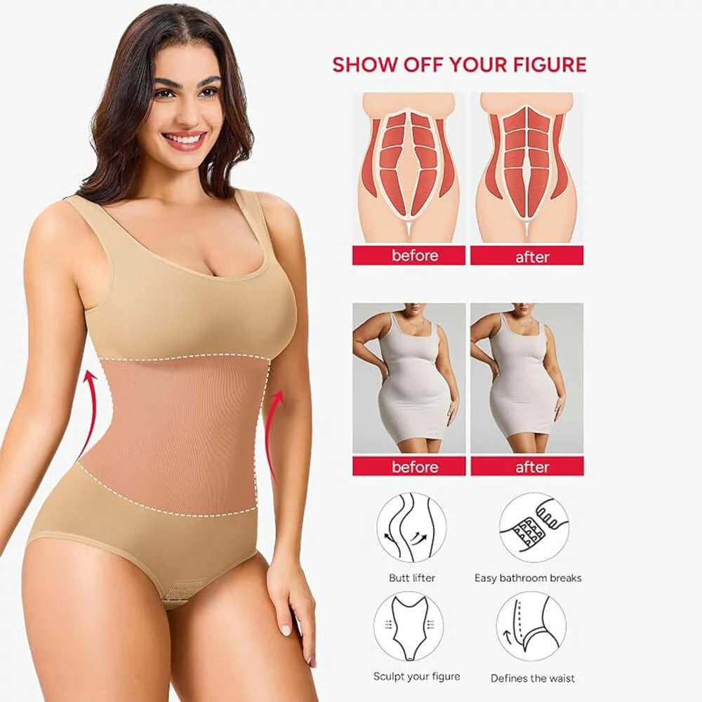 Women's Scoop Neck Bodysuit Tummy Control Shapewear