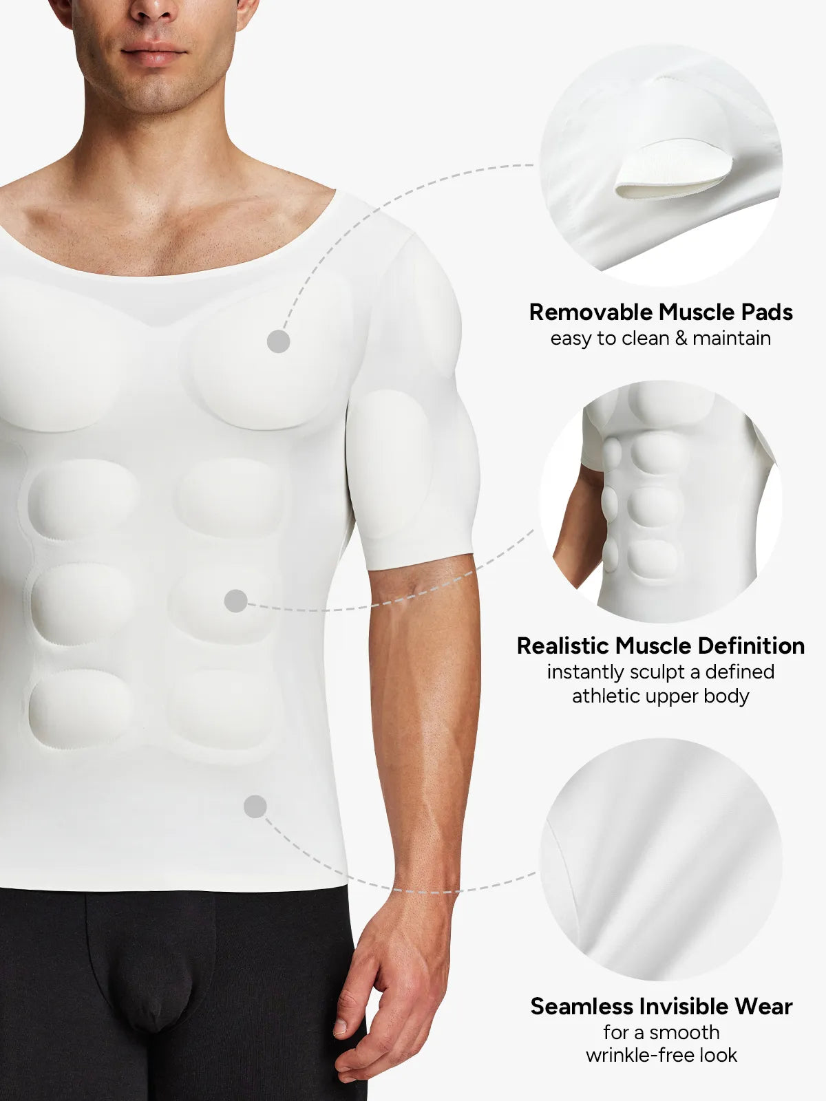 Men's Padded Muscle Compression Shirt Short Sleeve