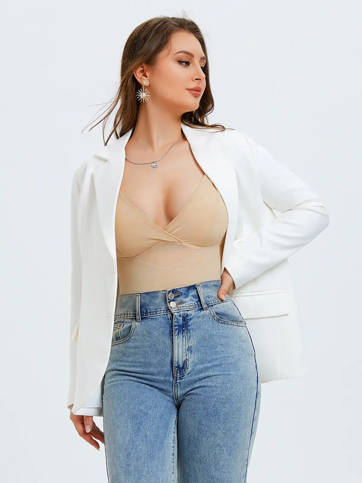 Women's V-Neck Bodysuit Tummy Control Butt Lift