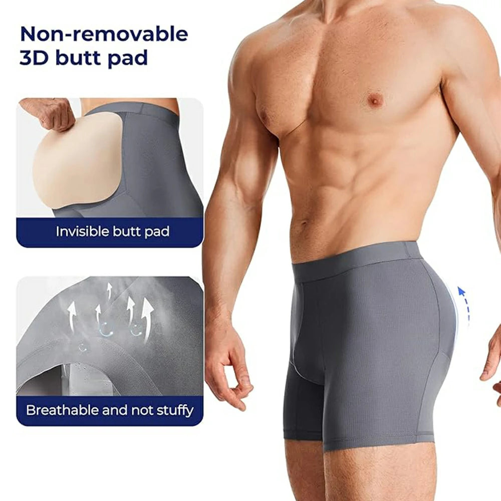 Men's Padded Shapewear Boxer Briefs Butt Lifting