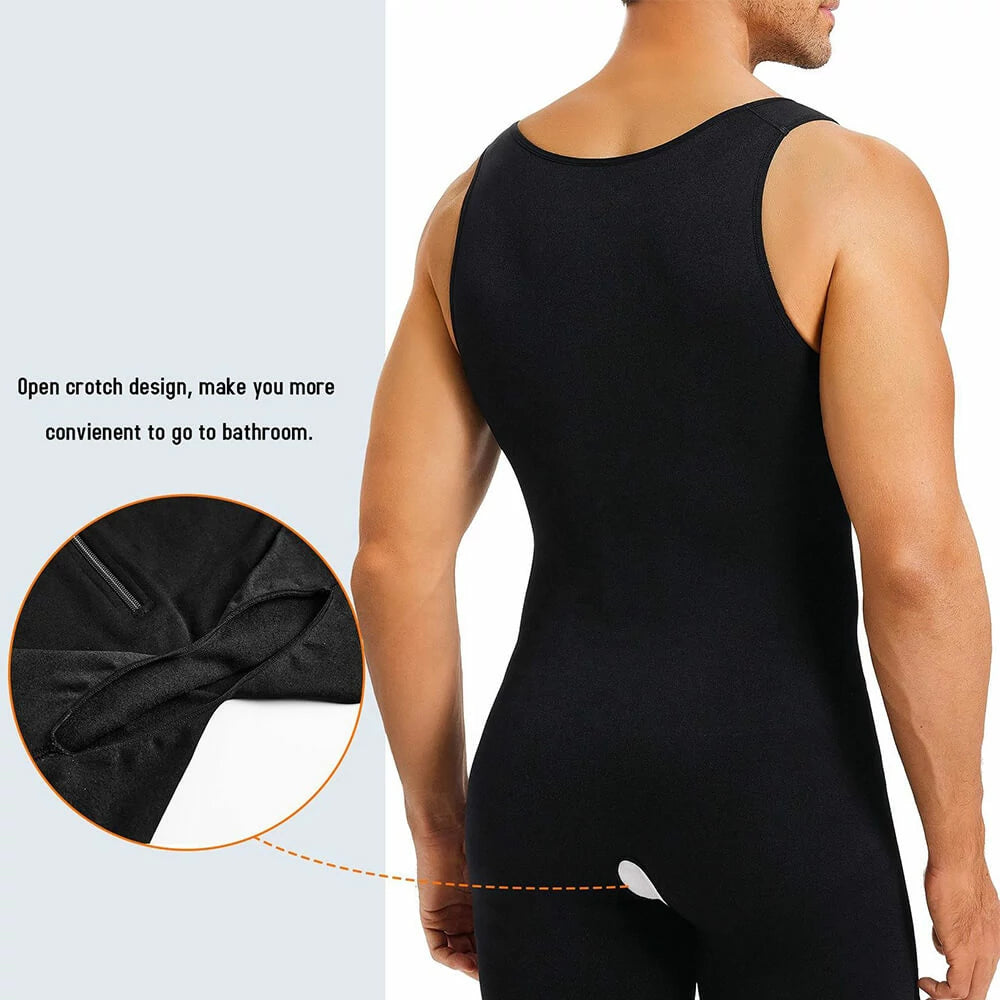 Men's Seamless Zipper Shapewear Bodysuit Tummy Control