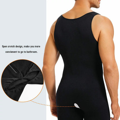 Men's Seamless Zipper Shapewear Bodysuit Tummy Control