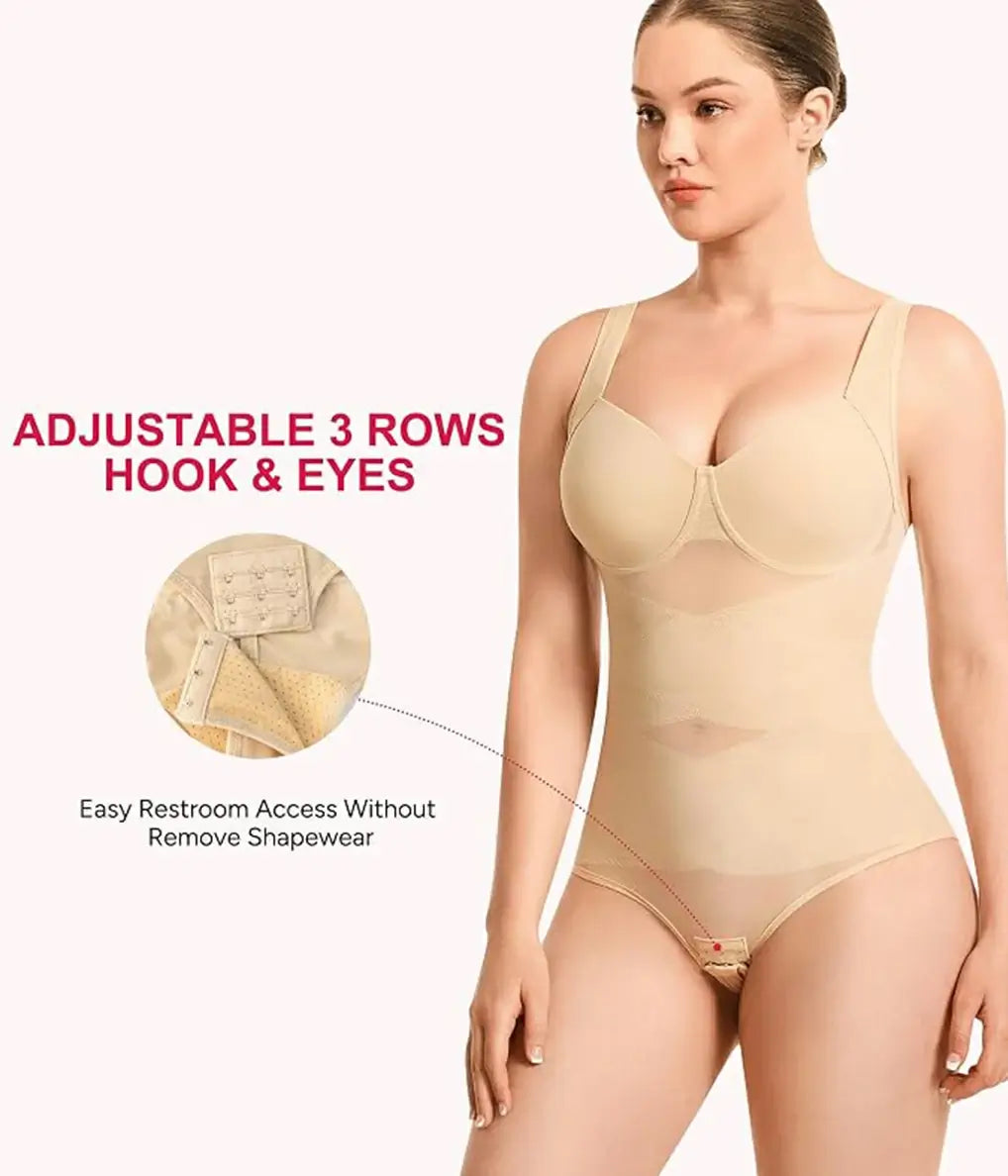 Women's V-Neck Seamless Bodysuit Tummy Control X-Cross