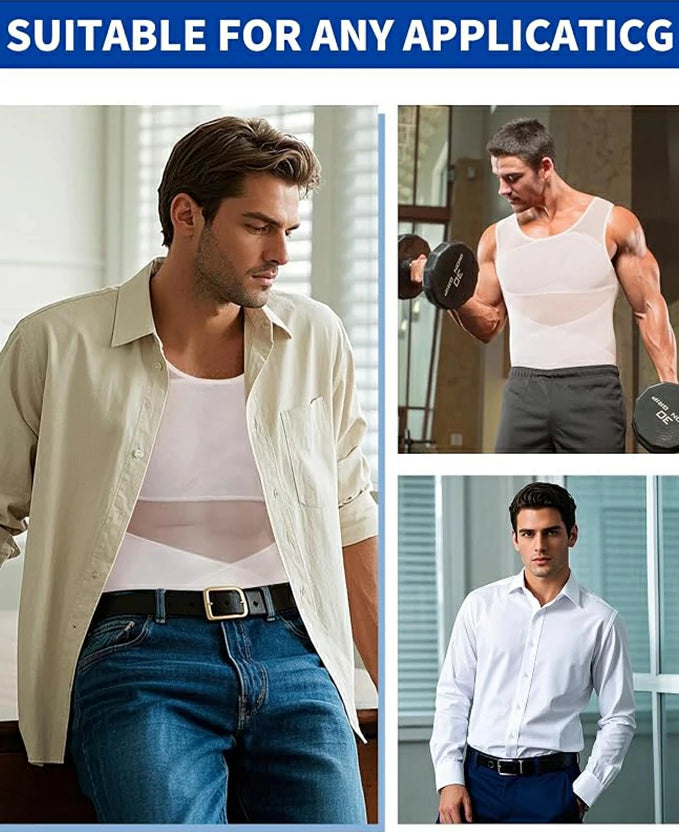 Men's Double-Layer Chest Compression Tank Top for Big Belly