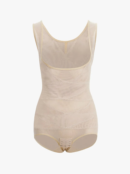 Women's Mesh U-Shape Open Bust Bodysuit Tummy Control