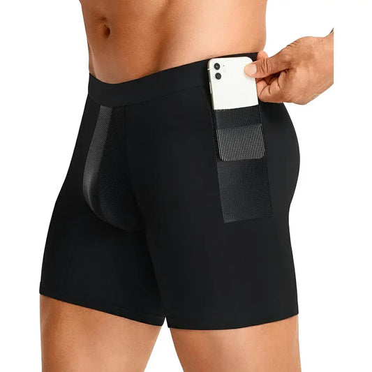 Men's Breathable Compression Shorts Side Pocket Low-Rise