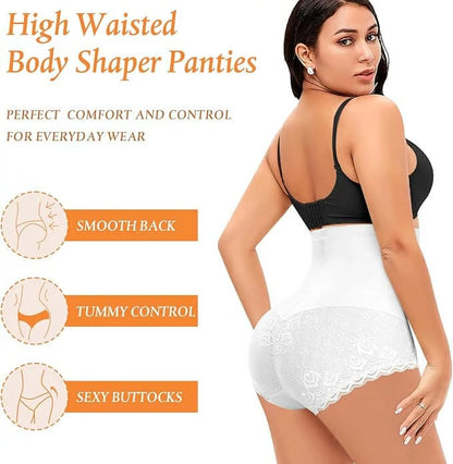 Women's High Waist Lace Panty Tummy Control