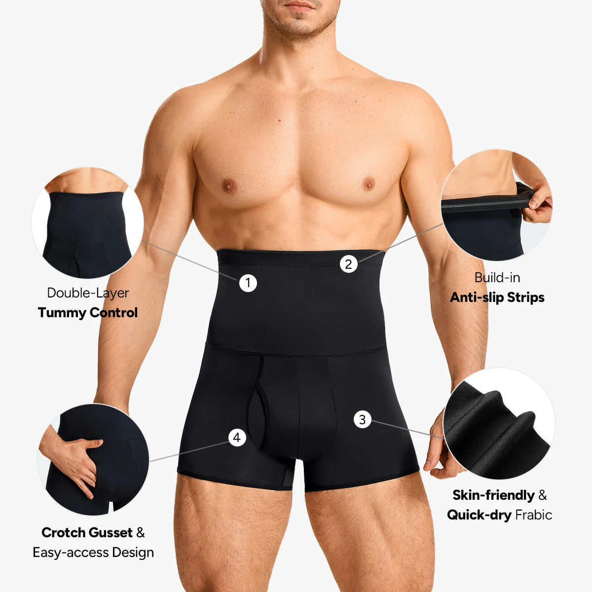 Men's High Waist Tummy Control Shapewear Shorts