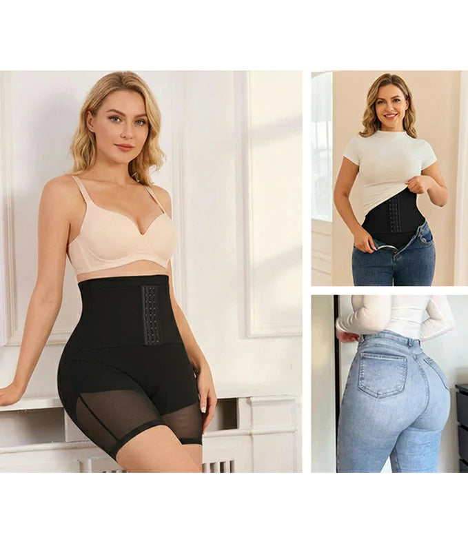 Women's High Waist Hook Closure Anti-Chafe Faja Shorts Tummy Control