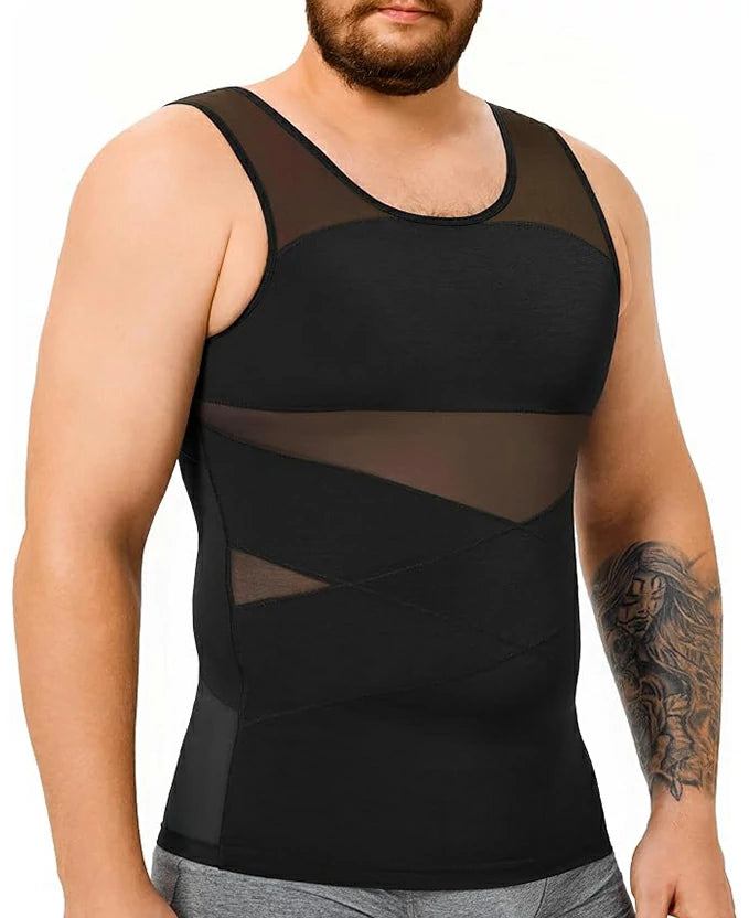 Men's Double-Layer Chest Compression Tank Top for Big Belly