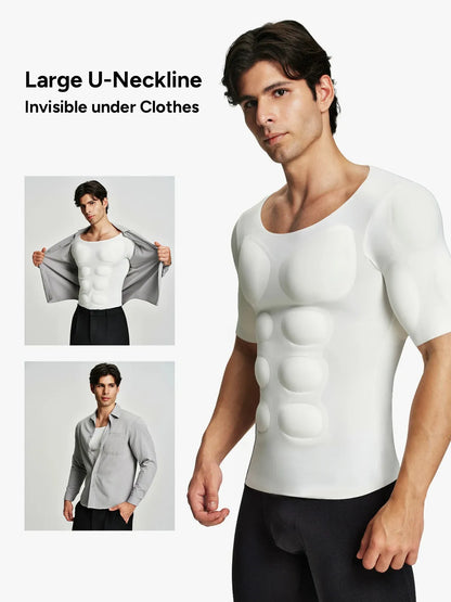 Men's Padded Muscle Compression Shirt Short Sleeve