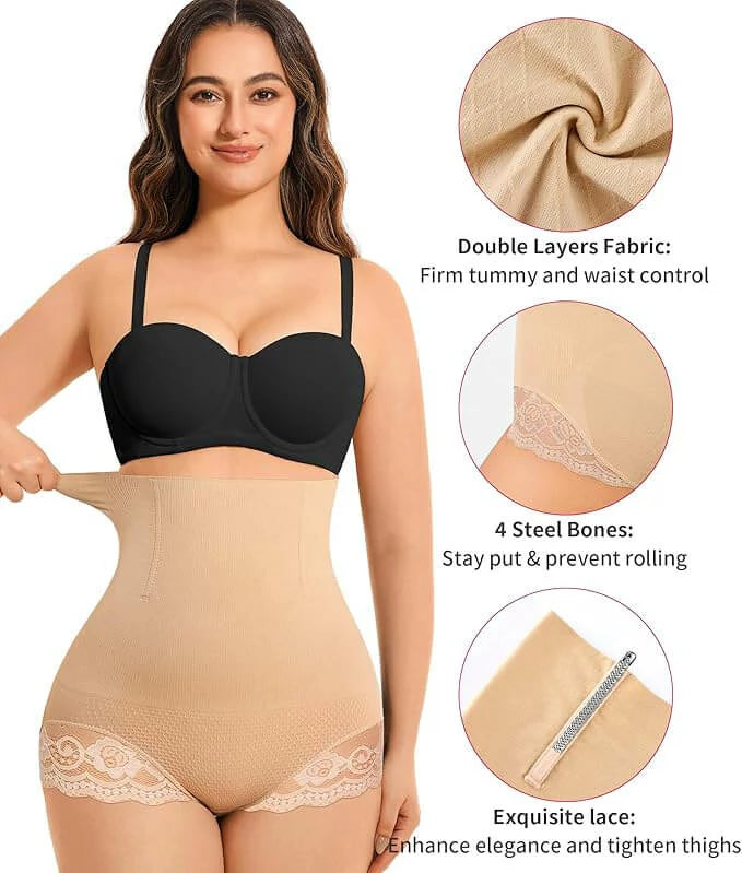 Women's High Waist Circle Opening BoyShort Panty Tummy Control Butt Lift