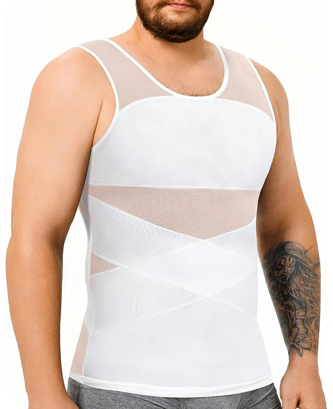 Men's Double-Layer Chest Compression Tank Top for Big Belly