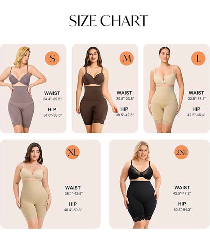 Women's High Waist Lace Butt-Lifting Contour Shapewear Shorts Waist Sculpting