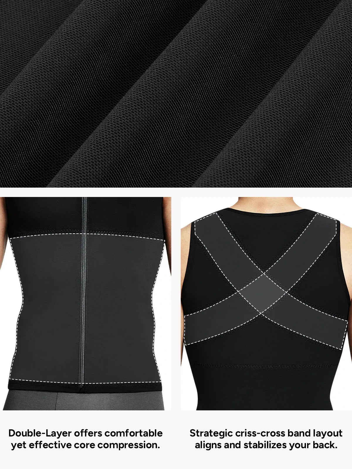 Men's Dual-Layer Zippered Compression Tank Top