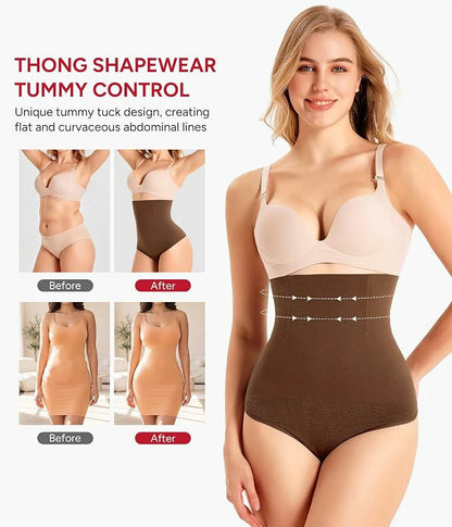 Women's High Waist Steel Bones Seamless Thong Tummy Control