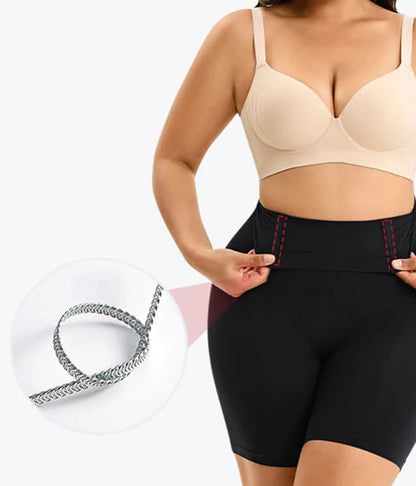 Women's High Waist Steel Bones 3D Contour Shapewear Shorts Tummy Control