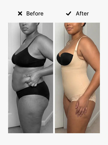 Women's Open Bust Bodysuit Tummy Control Butt Lift