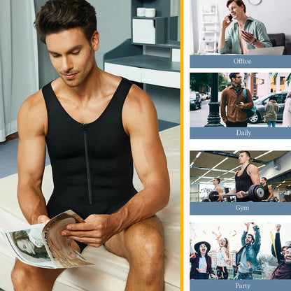 Men's Seamless Zipper Shapewear Bodysuit Tummy Control