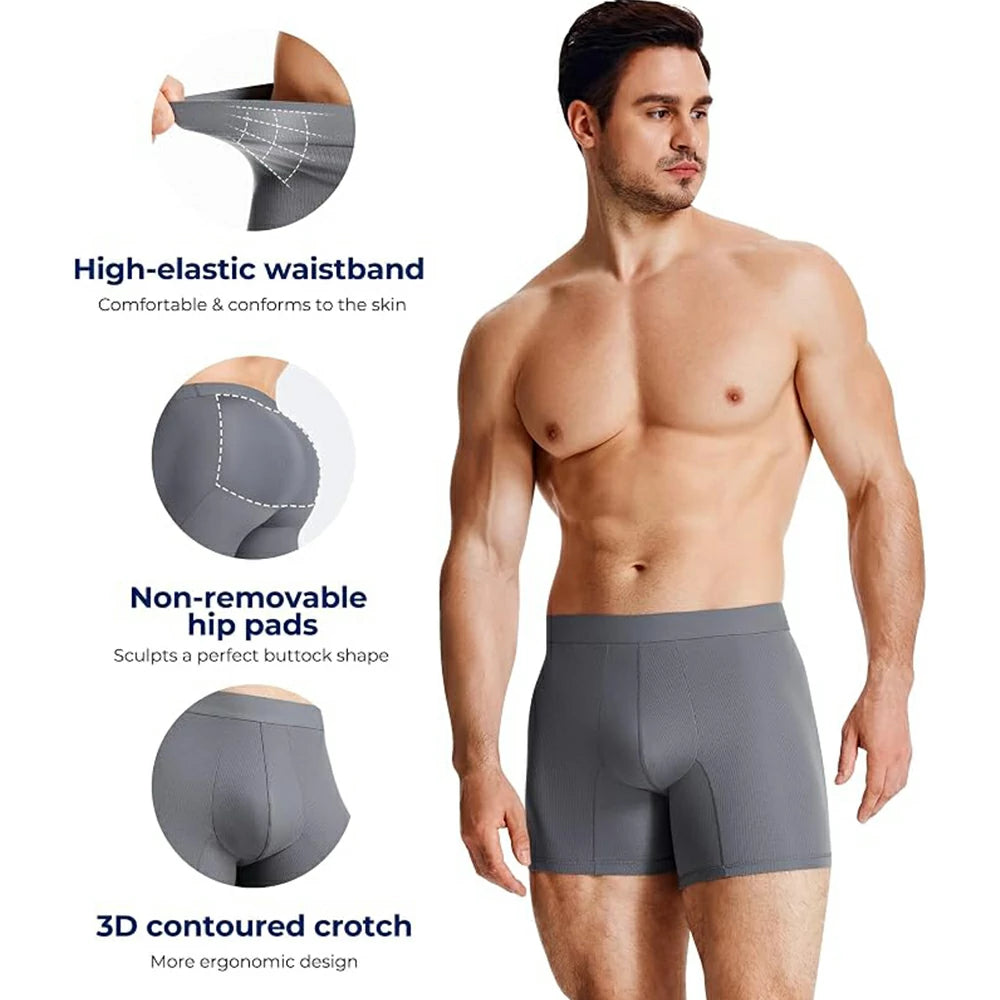 Men's Padded Shapewear Boxer Briefs Butt Lifting
