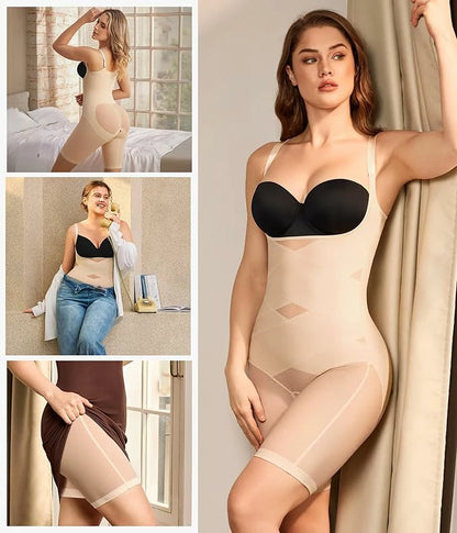 Women's Open Bust Double Compression Bodysuit Tummy Control