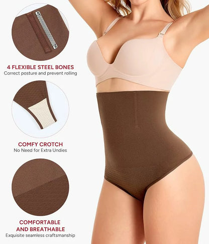 Women's High Waist Steel Bones Seamless Thong Tummy Control