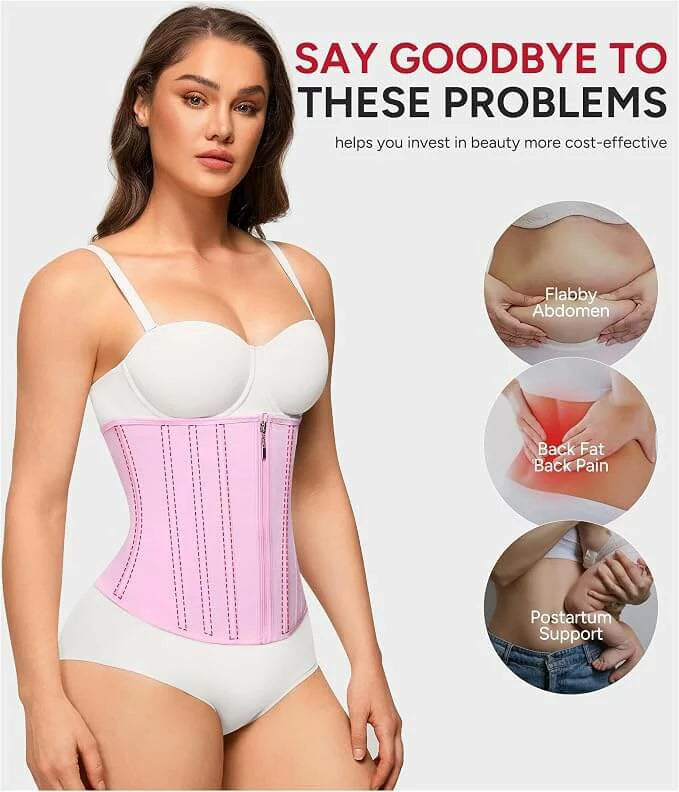 Women's Mesh Steel Boned Zipper Waist Trainer Tummy Control