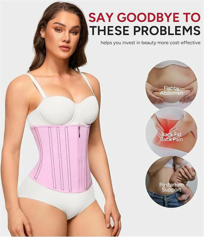 Women's Mesh Steel Boned Zipper Waist Trainer Tummy Control