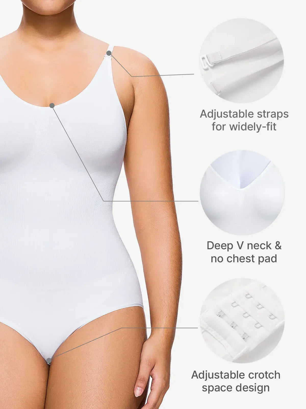 Women's Seamless V-Neck Sleeveless Bodysuit Tummy Control