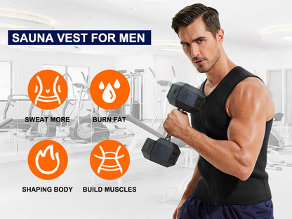 Men's Neoprene Sauna Sweat Vest with Zipper