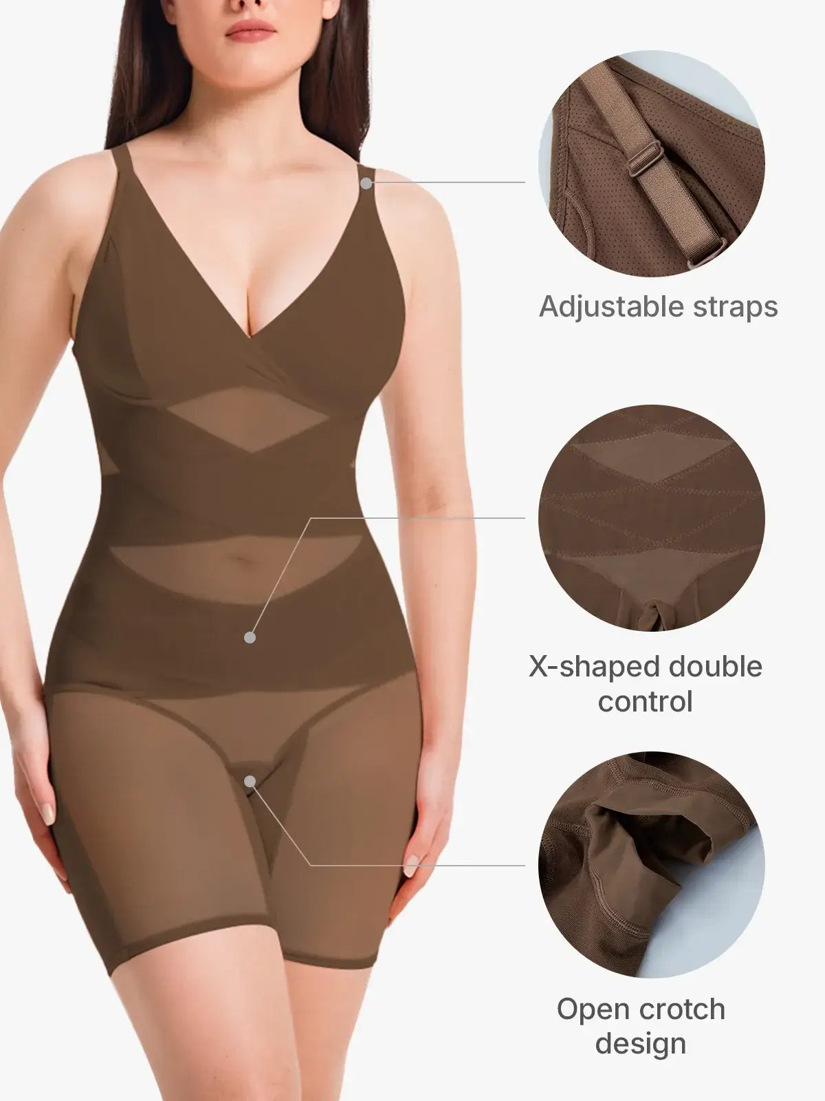 Women's V-Neck Bodysuit Tummy Control Butt Lift