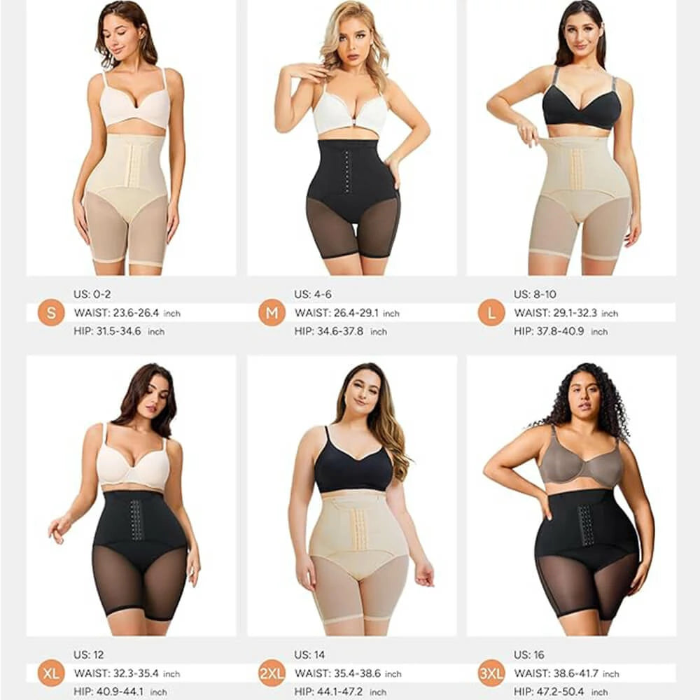 Women's High Waist Hook Closure Steel Bones Shapewear Shorts Tummy Control