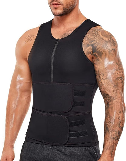 Men's Sauna Sweat Vest with Double Adjustable Belts