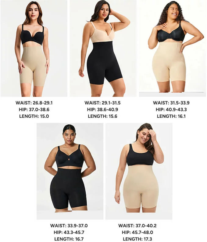 Women's High Waist Steel Bones 3D Contour Shapewear Shorts Tummy Control