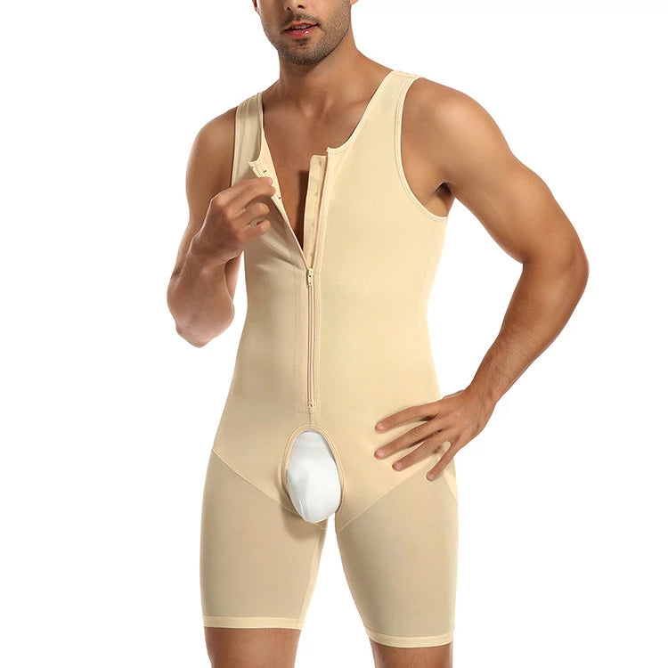 Men's Colombian Faja Full Body Shaper Bodysuit with Zipper