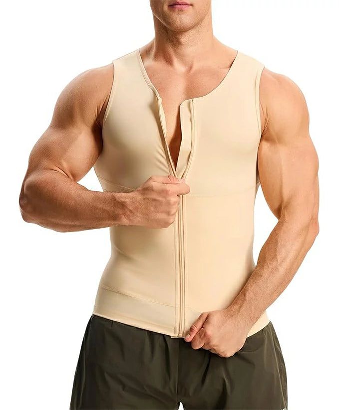 Men's Compression Tank Top Zipper Double-Layer