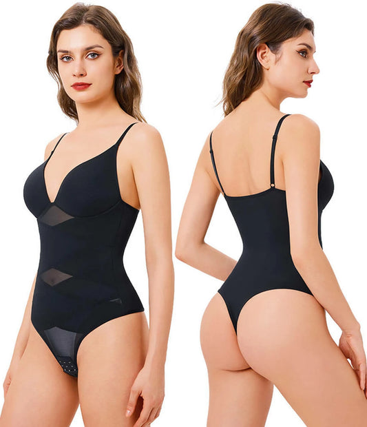 Women's X-Cross Built-in Bra Bodysuit Tummy Control