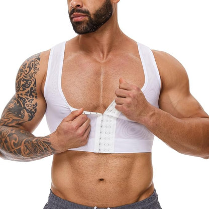 Men's Mesh Chest Binder Vest Breathable Hook-Eye