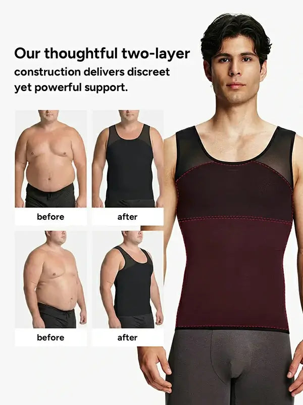 Men's Mesh Compression Chest & Tummy Control Tank Top