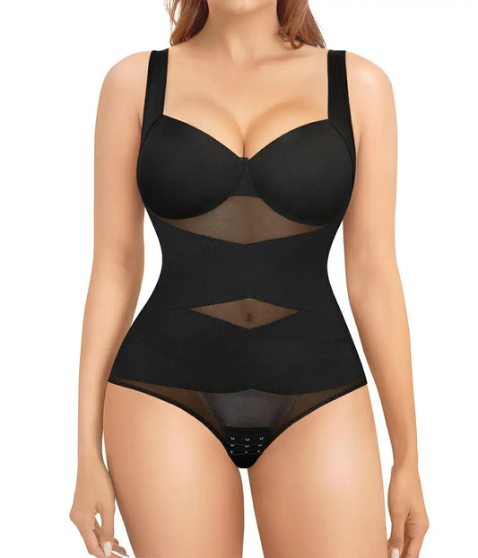 Women's V-Neck Seamless Bodysuit Tummy Control X-Cross