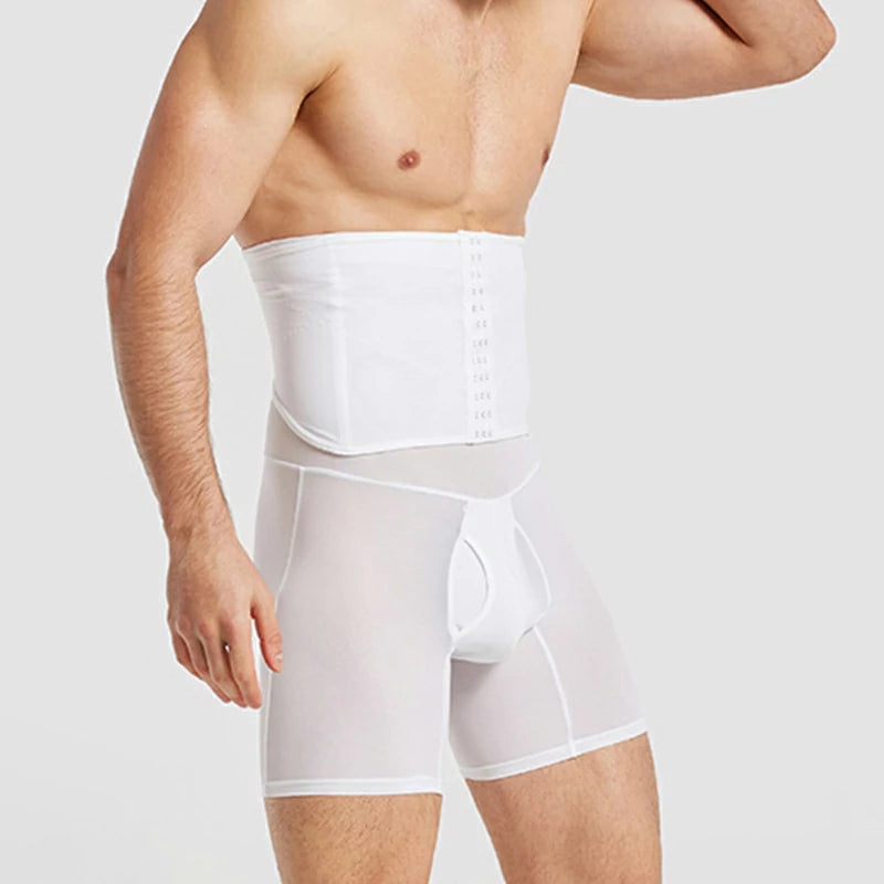 Men's High Waist Mesh Tummy Control Shapewear Shorts