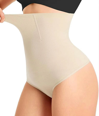 Women's High Waist Steel Bones Seamless Thong Tummy Control