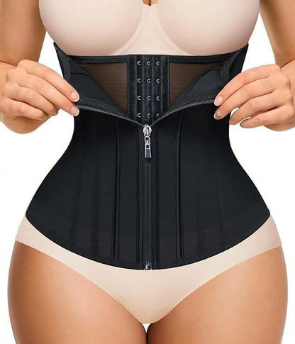 Women's Mesh Steel Boned Zipper Waist Trainer Tummy Control