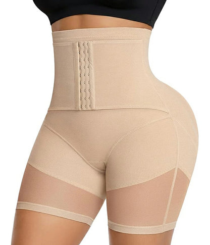 Women's High Waist Hook Closure Anti-Chafe Faja Shorts Tummy Control