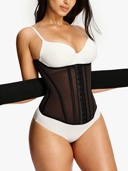 Women's Steel Boned Mesh Waist Trainer Tummy Control