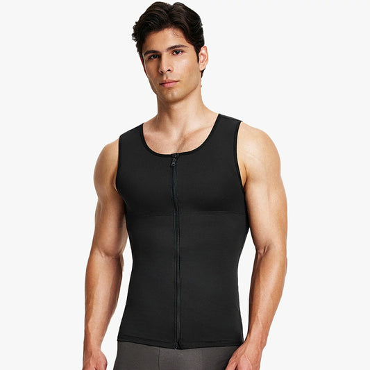Men's Dual-Layer Zippered Compression Tank Top