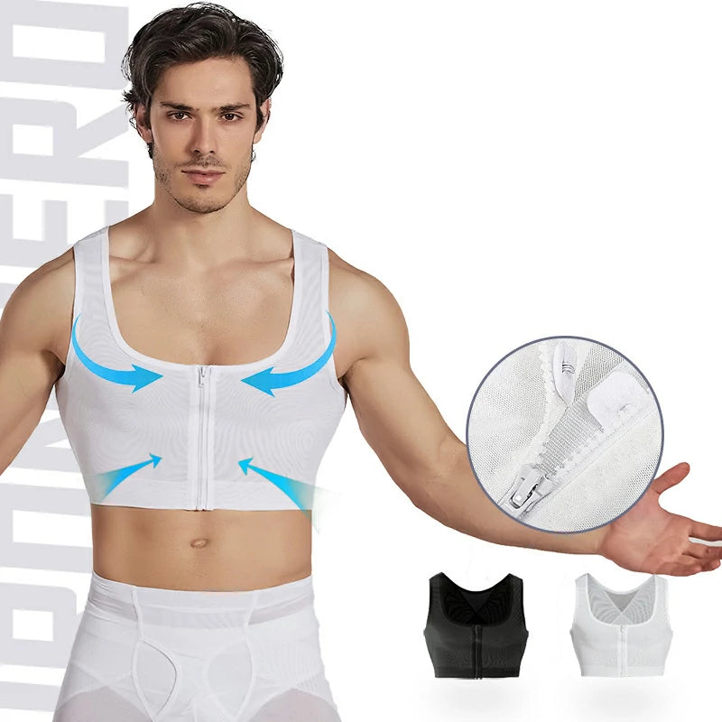 Men's Zipper Mesh Chest Compression Tank Top